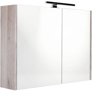Best Design Happy Grey spiegelkast met verlichting 80x60 grijs eiken