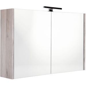 Best Design Happy Grey spiegelkast met verlichting 100x60 grijs eiken
