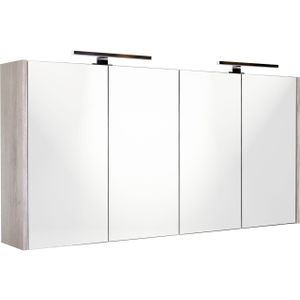 Spiegelkast best design happy grey incl. Led verlichting 120x60 cm grijs eiken