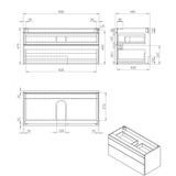 Badkamermeubel best design beauty 2 laden greeploos 100 cm eiken zonder wastafel