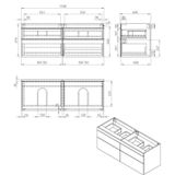 Badkamermeubel best design beauty 2 laden greeploos 120 cm eiken zonder wastafel