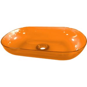 Waskom Best Design Opbouw 54x34x12 cm Resin Transparant Oranje