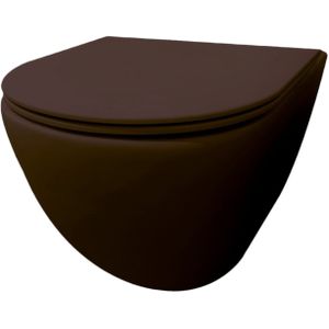Wandcloset best design morrano rimfree blinde bevestiging incl zitting mat donkerbruin