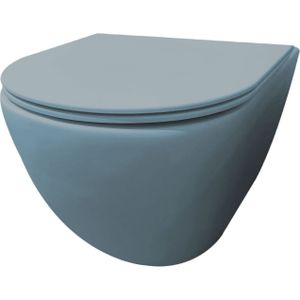 Best Design morrano-49-zonder-spoelrand wandcloset blinde bevestiging incl. zitting mat-lichtblauw lichtblauw mat 4016770