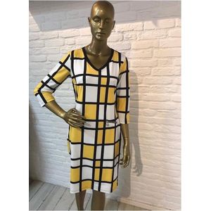 Jurk Geel en Witte Vlakken M