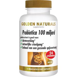 Golden Naturals Probiotica 100 miljard (14 veganistische maagsapresistente capsules)