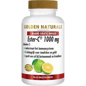 Golden Naturals Ester-C 1000 mg (90 + 30 gratis veganistische tabletten)