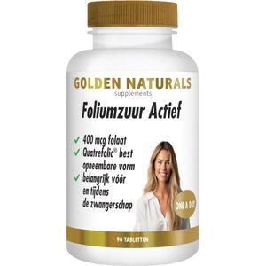Golden Naturals Foliumzuur Actief (90 veganistische tabletten)