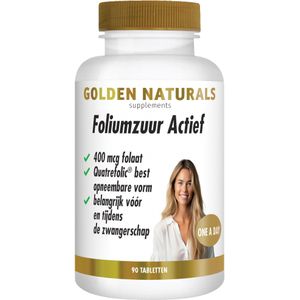 Golden Naturals Foliumzuur Actief  90veganistische tabletten