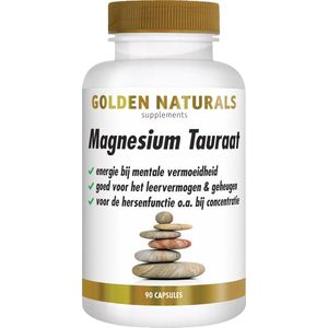 Golden Naturals - Magnesium Tauraat - 90 Veganistische Capsules