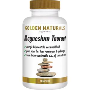 Golden Naturals - Magnesium Tauraat - 90 Veganistische Capsules