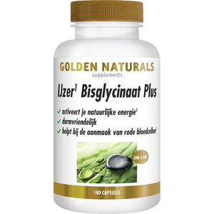 Golden Naturals IJzer Bisglycinaat Plus (180 veganistische capsules)