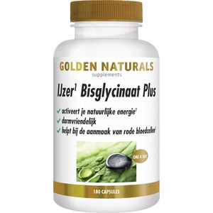 Golden Naturals IJzer Bisglycinaat Plus 180 vegacapsules