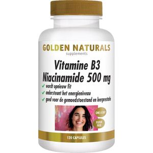 Golden Naturals Vitamine B3 Niacinamide 500mg (120 veganistische capsules)