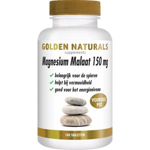 Golden Naturals Magnesium Malaat 150mg (180 veganistische tabletten)