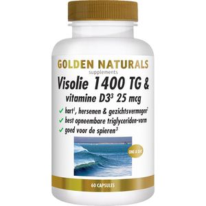 Golden Naturals Visolie 1400 TG & vitamine D3 25 mcg (60 softgel capsules)