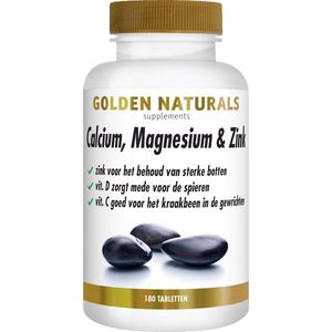 Golden Naturals - Calcium, Magnesium & Zink - 180 Vegetarische Tabletten