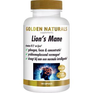 Golden Naturals - Lion's Mane - Veganistische Capsules - 180 stuks - 750 mg per capsule