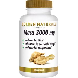 Golden Naturals - Maca 3000 mg - Veganistische Capsules - 180 stuks