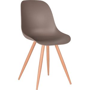 LABEL51 Eetkamerstoel Rimini - Coffee - Kunststof - Oak Metal Woodcover
