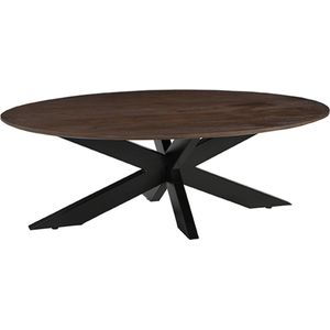 LABEL51 - James - Salontafel - Ovaal - Espresso - 130cm - Mangohout en Metaal
