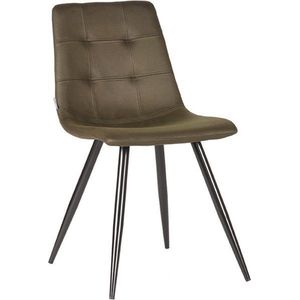 LABEL51 Eetkamerstoel Jay - Army green - Microfiber - Black Frame