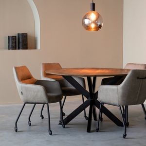 Label51 Otis eetkamertafel mangohout rond 130cm bruin