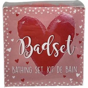 Badspons - Badset liefde - Rood - Badpuff / Zeepje / Badzout - 3 delig