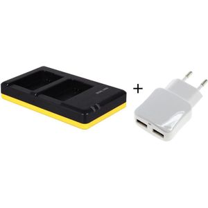 Huismerk Duo Lader voor 2 Camera Accu's Canon LP-E10 - 2 Poorts USB Adapter