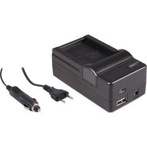 Huismerk 4-in-1 acculader voor Olympus BLH-1 accu - compact en licht - laden via stopcontact, auto, USB en Powerbank