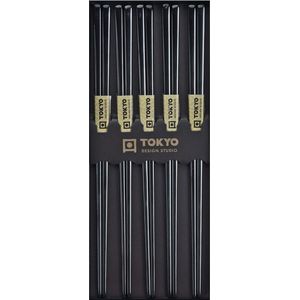 Tokyo Design Studio – Chopstick Set - Eetstokjes Met Giftbox – RVS – Zwart – 5 stuks