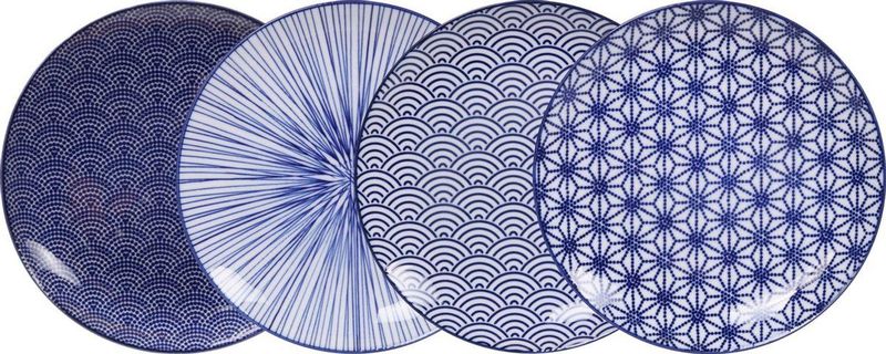 Tokyo Design Studio - Nippon Blue - Set van 4 Borden - Ø 16 cm - Porselein