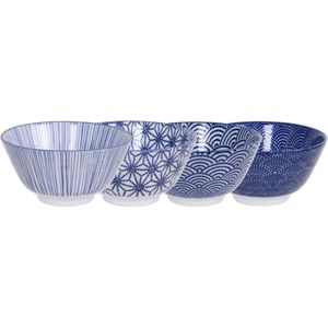 TOKYO design studio Nippon Blue Assorted Designs Rice Bowl 12 x 6,4 cm 300 ml 4 stuks ASR-1 1/16