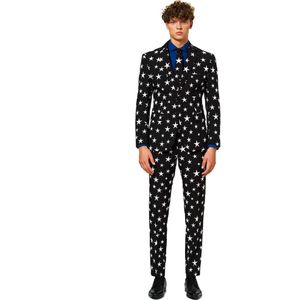 OppoSuits - Sterren Pak - Zwart Wit - Slim Fit - Inclusief Jasje en Pantalon