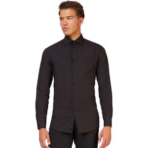 OppoSuits - Black Knight - Heren Overhemd - Casual - Effen Gekleurd - Zwart