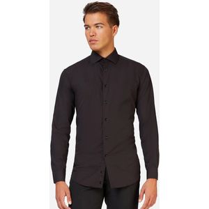 OppoSuits - Button-Up Overhemd - Zwart - Katoen-Polyester Mix