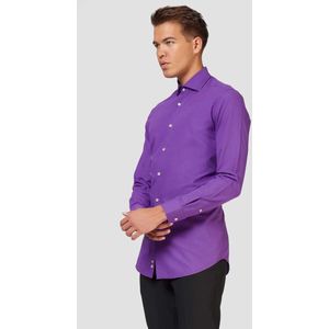 OppoSuits - Purple Prince - Overhemd - Paars - Heren - Casual Effen Gekleurd