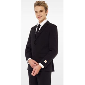 OppoSuits - Zwart - Pak - Jongen Tiener - Slim Fit - Inclusief Stropdas