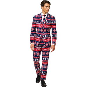 Kerstpak - Grappig Patroon - Slim Fit - 100% Polyester