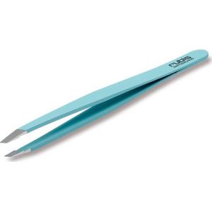 Rubis epileer pincet voor wenkbrauwen - schuin - professioneel pincet uit RVS met schuine punt - licht blauw