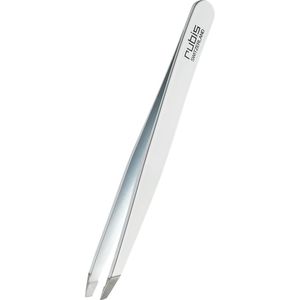 Rubis epileer pincet voor wenkbrauwen - schuin - professioneel pincet uit RVS met schuine punt - wit