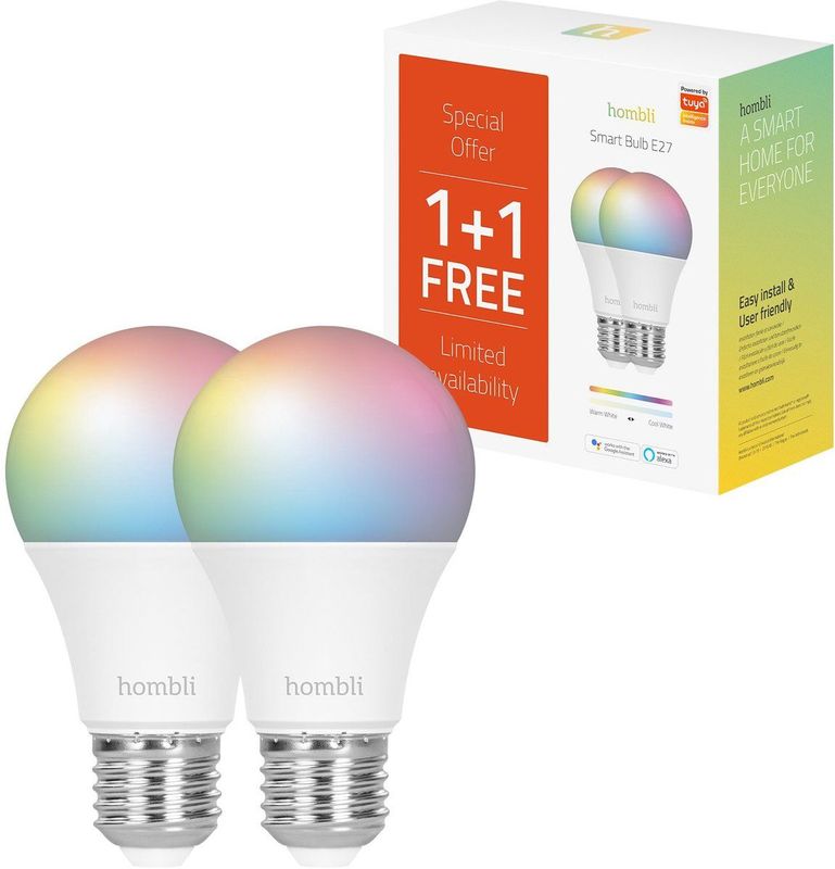 Hombli - Slimme LED Lamp - 9W E27 - Dimbaar Warm Wit tot Koud Wit - 800 Lumen - 16 Miljoen Kleuren