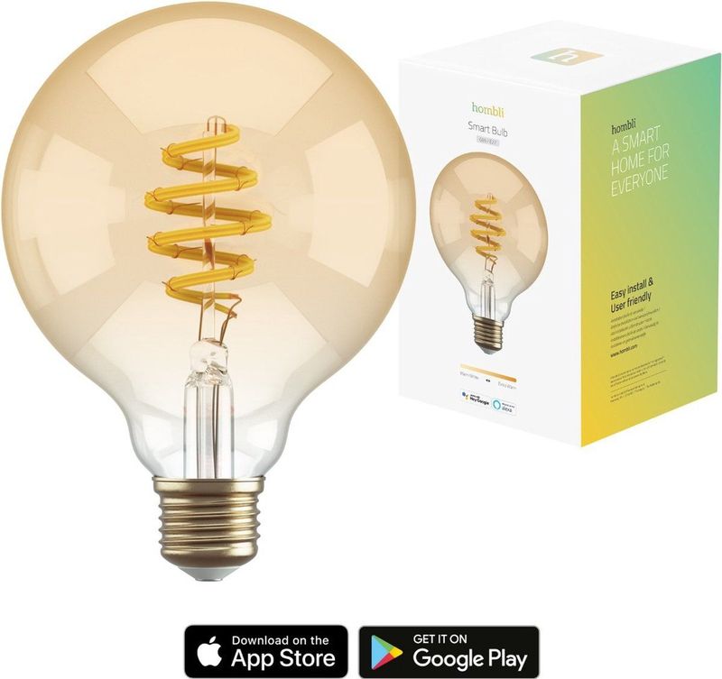 Hombli Smart Filament Bulb - E27 G95 - Amber - Globe - Warm wit licht - Vintage look - Wifi - 1 Stuk