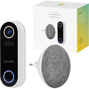 Hombli Slimme Deurbel 2 - 1080p Video Deurbel en Chime Promopakket, Tweewegsgesprek, Bewegingsdetectie, MicroSD en Cloudopslag - Wit - wit Kunststof 8719323918399