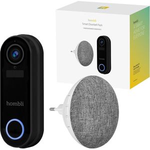 Hombli Slimme Deurbel 2 - 1080p Video Deurbel en Chime Promopakket, Tweewegsgesprek, Bewegingsdetectie, MicroSD en Cloudopslag - Zwart - zwart Kunststof 8719323918405