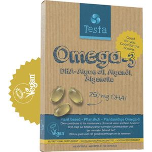 Testa Omega 3 algenolie 250mg DHA vegan NL/DE/EN  60 Vegetarische capsules
