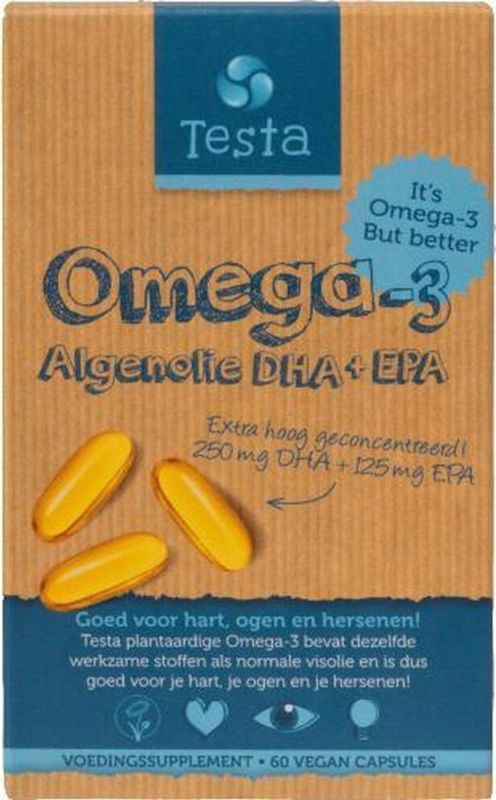 Testa Omega 3 algenolie 300 mg DHA + 125 mg EPA vegan 60 vcaps