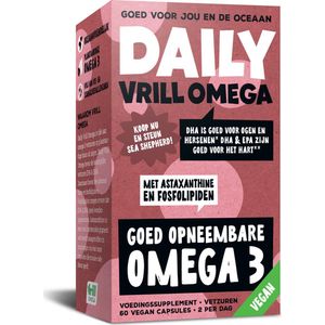 Daily Supplements - 100% Vegan Krill - 250 mg DHA en 125 mg EPA met Astaxanthine & Fosfolipiden - 60 Softgels