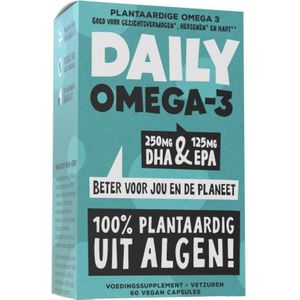 Daily Supplements - Omega-3 uit Algen - 250 mg DHA & 125 mg EPA - 100% Plantaardig - 60 Softgels
