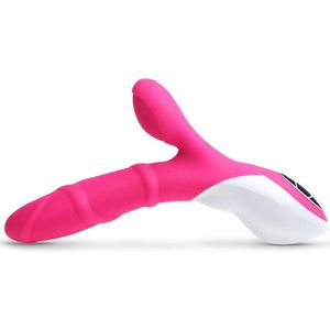 EZlove – Vrouwvriendelijke Tarzan Vibrator met Gebogen Armen voor G-spot en Clitoris Stimulatie Geribbeld – 19 cm - Roze